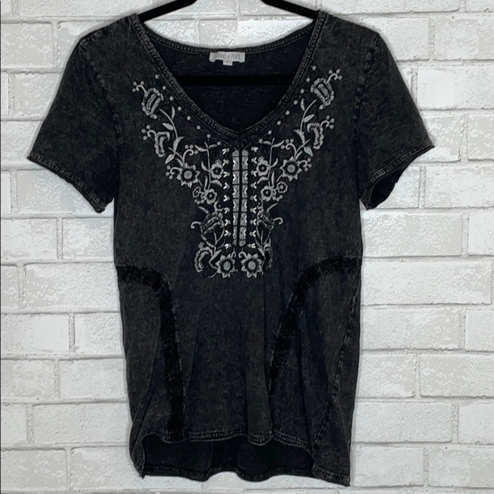 Patrons of Peace Black Faded Patterned Tee - Picture 2 of 9